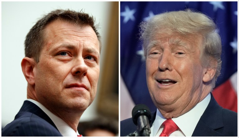 Former FBI agent Peter Strzok and former President Donald Trump