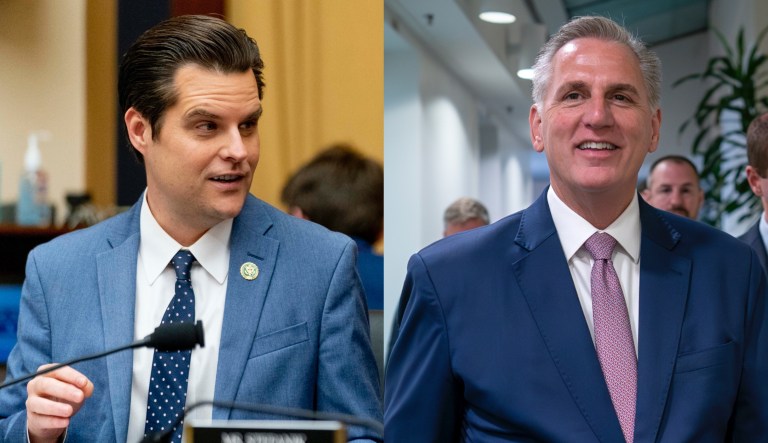 Rep. Matt Gaetz (R-FL) made his comment on House Speaker Kevin McCarthy (R-CA) during an appearance on Steve Bannon's War Room podcast.