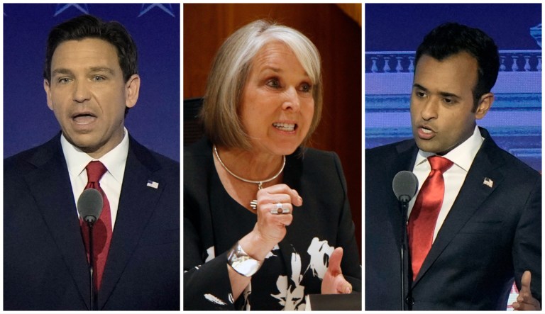 Govs. Ron DeSantis (R-FL) and Michelle Lujan Grisham (D-NM), and 2024 Republican presidential candidate Vivek Ramaswamy