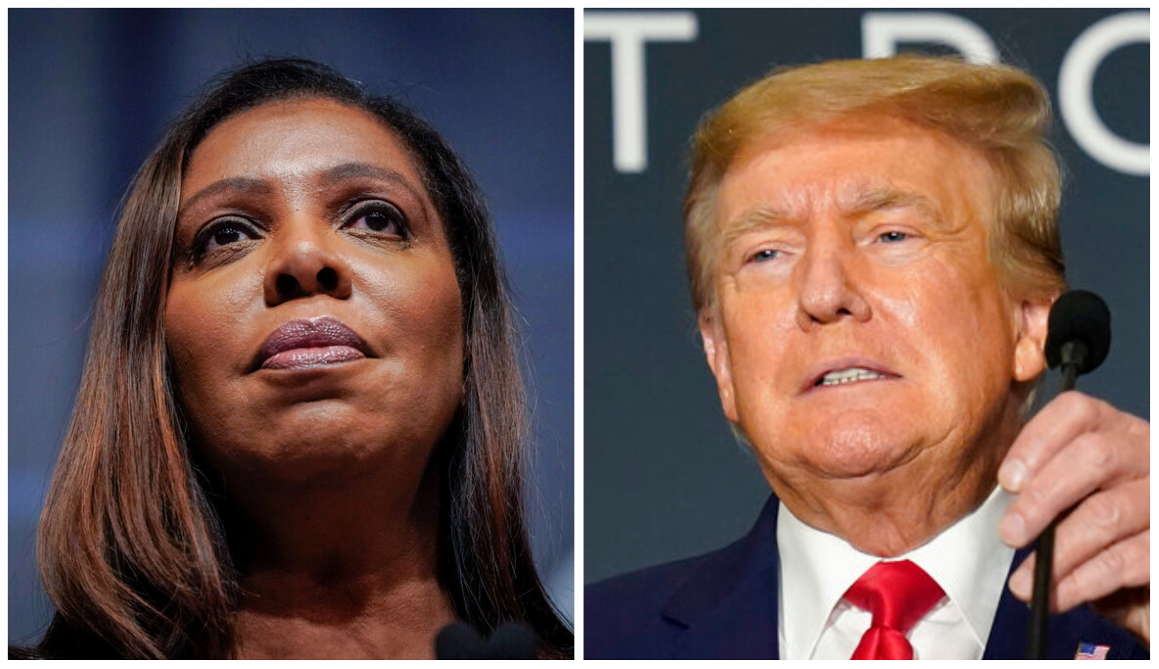 Letitia James and Donald Trump
