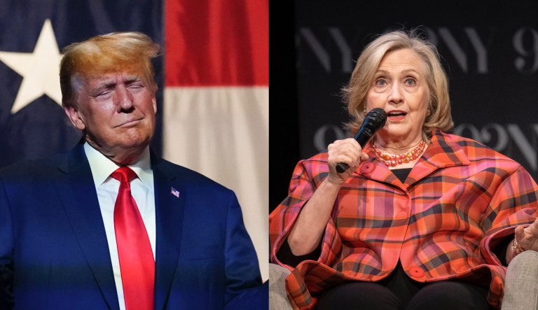 Former President Donald Trump, left, and former presidential candidate Hillary Clinton, right.