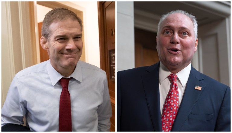 Rep. Jim Jordan (R-OH) and House Majority Leader Steve Scalise (R-LA). Both are candidates for House speaker.