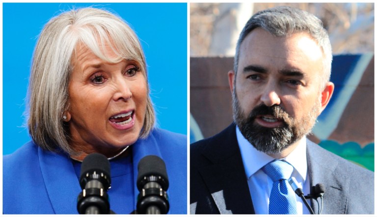 Michelle Lujan Grisham and Raul Torrez.