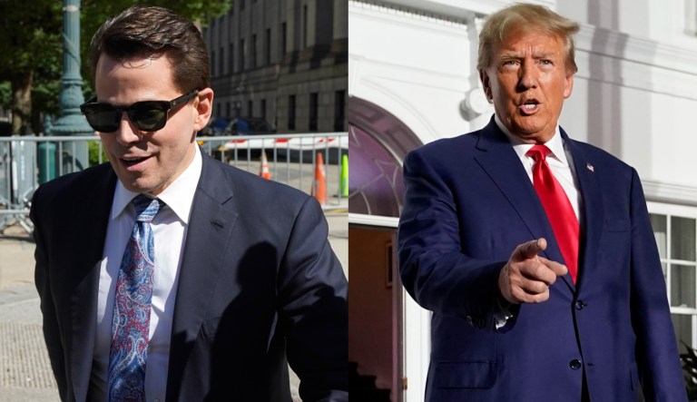Former White House communications director Anthony Scaramucci, left, and former President Donald Trump, right.