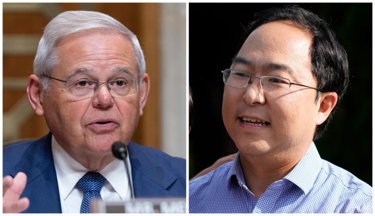 Sen. Bob Menendez (D-NJ) and Rep. Andy Kim (D-NJ), candidates for New Jersey Senate 2024.