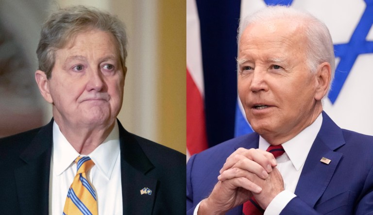 Sen. John Kennedy (R-LA), left, and President Joe Biden.