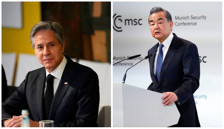 U.S. Secretary of State Antony Blinken and China's top diplomat Wang Yi met in Munich on Saturday, Feb. 18, 2022.