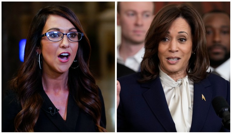 Rep. Lauren Boebert (R-CO) and Vice President Kamala Harris. 