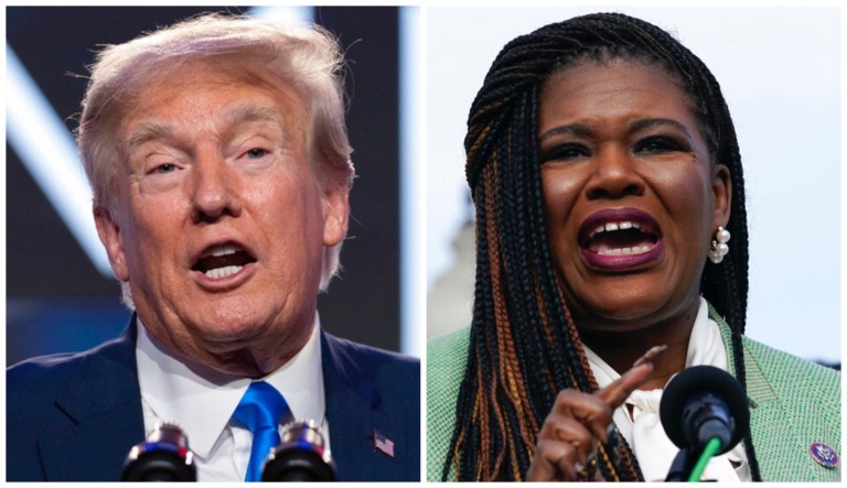 Donald Trump and Cori Bush.