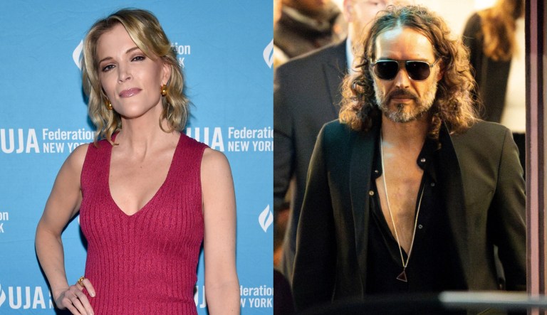 Megyn Kelly, left, and Russell Brand, right.