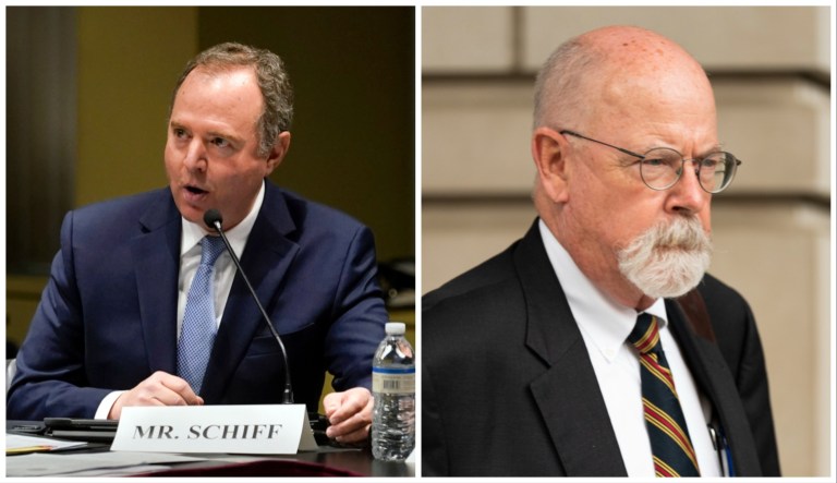 Left: Rep. Adam Schiff (D-CA); Right: Special counsel John Durham
