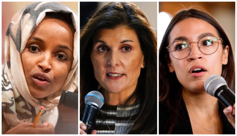 Ilhan Omar, Nikki Haley, and Alexandria Ocasio-Cortez.