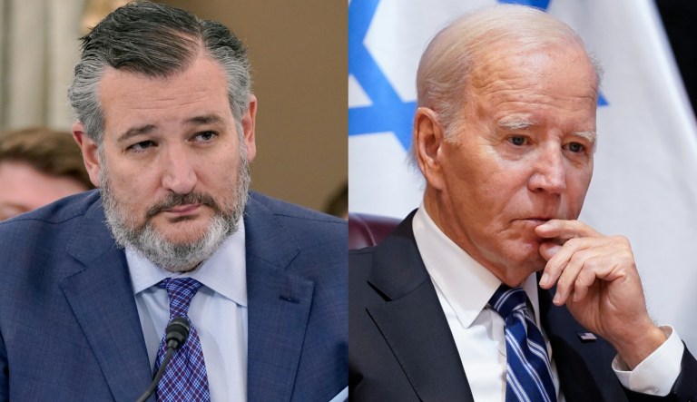 Sen. Ted Cruz (R-TX), left, and President Joe Biden, right.