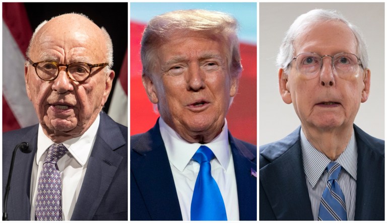 Media mogul Rupert Murdoch, former President Donald Trump, and Sen. Mitch McConnell (R-KY).