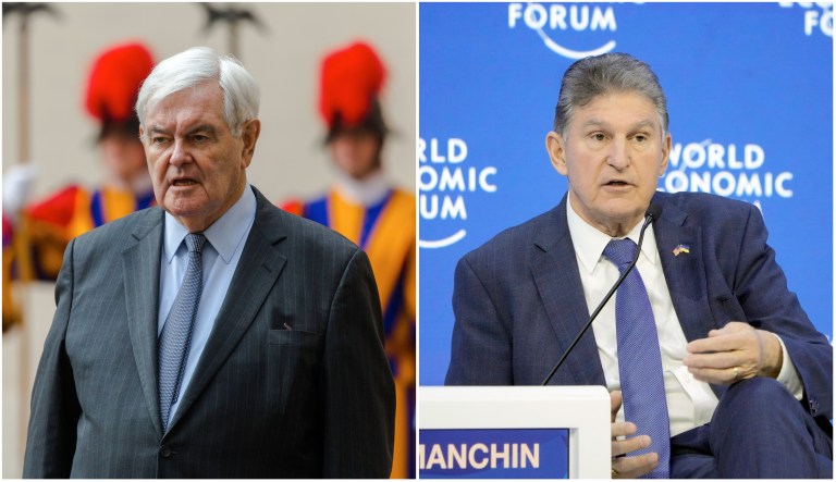 Former House Speaker Newt Gingrich (R-GA) and Sen. Joe Manchin (D-WV)