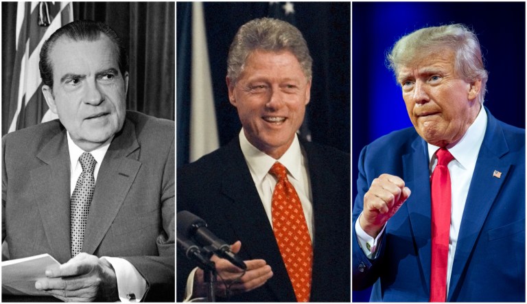 Former Presidents Richard Nixon, Bill Clinton, and Donald Trump