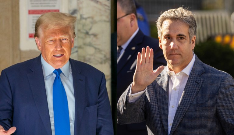Former President Donald Trump, left, and former Trump attorney Michael Cohen, right.