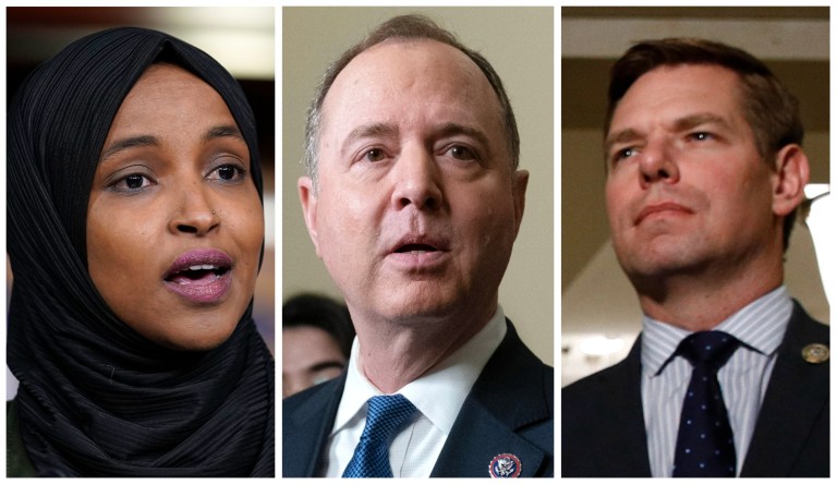 Reps. Ilhan Omar, Adam Schiff, and Eric Swalwell.