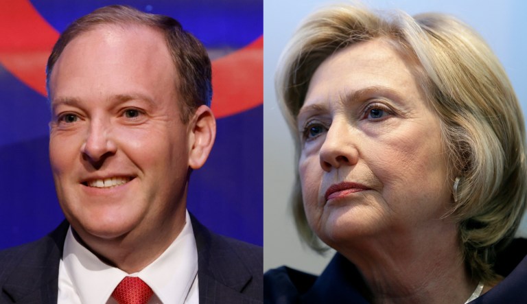 Former Rep. Lee Zeldin (R-NY), left, and Hillary Clinton, right.