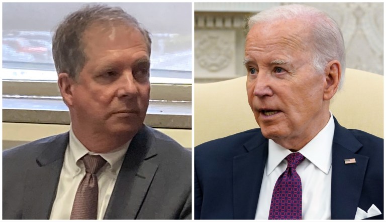 New Hampshire Secretary of State David Scanlan and President Joe Biden.