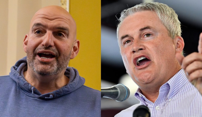 Sen. John Fetterman (D-PA), left, and Rep. James Comer (R-KY), right.