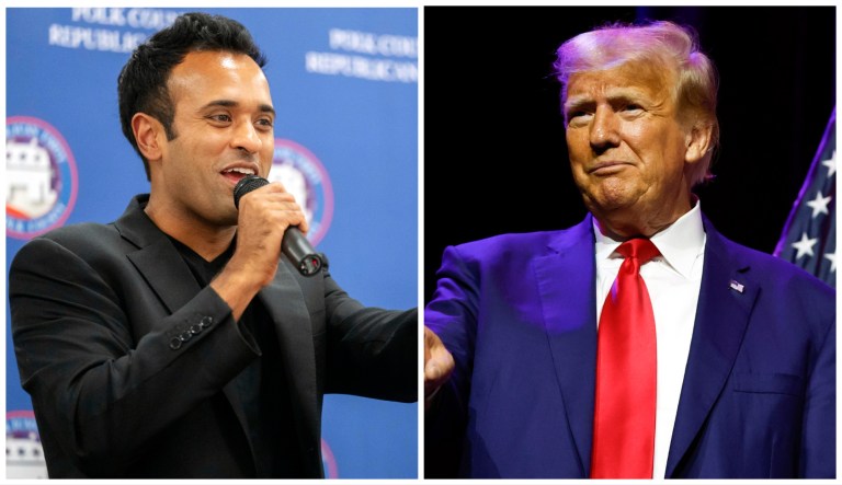 Vivek Ramaswamy and Donald Trump.
