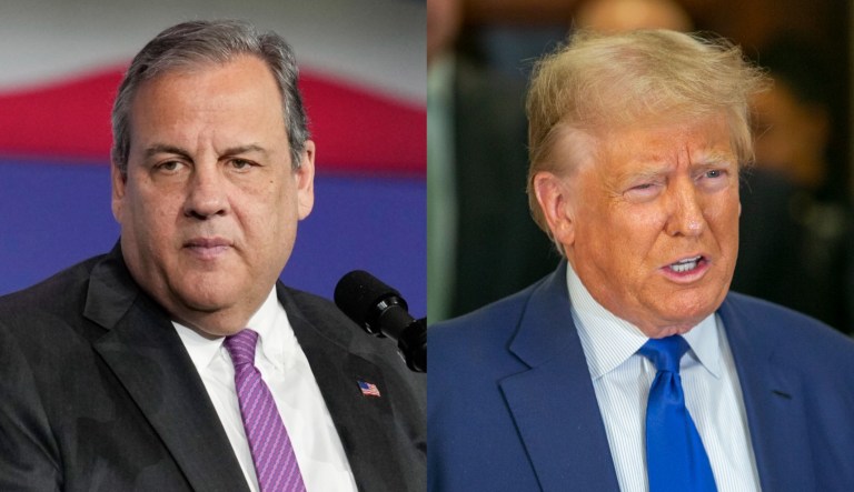 Former New Jersey Gov. Chris Christie (R), left, and former President Donald Trump, right.