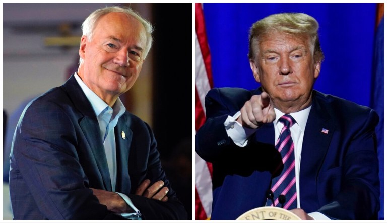Asa Hutchinson and Donald Trump.