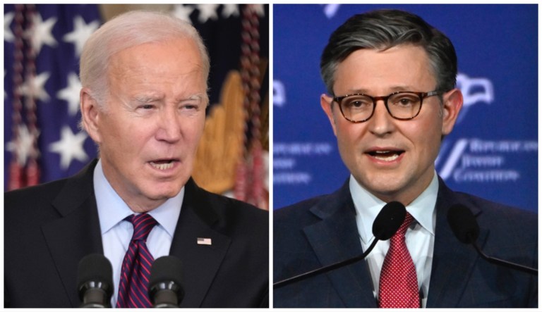 Joe Biden and Speaker Mike Johnson (R-LA).