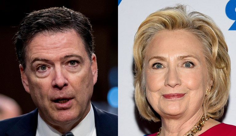 James Comey and Hillary Clinton are pictured.