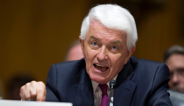 U.S. Chamber of Commerce President Tom Donohue testifies on Capitol Hill in Washington, Tuesday, April 21, 2015, before the Senate Finance Committee hearing on fast track authority.