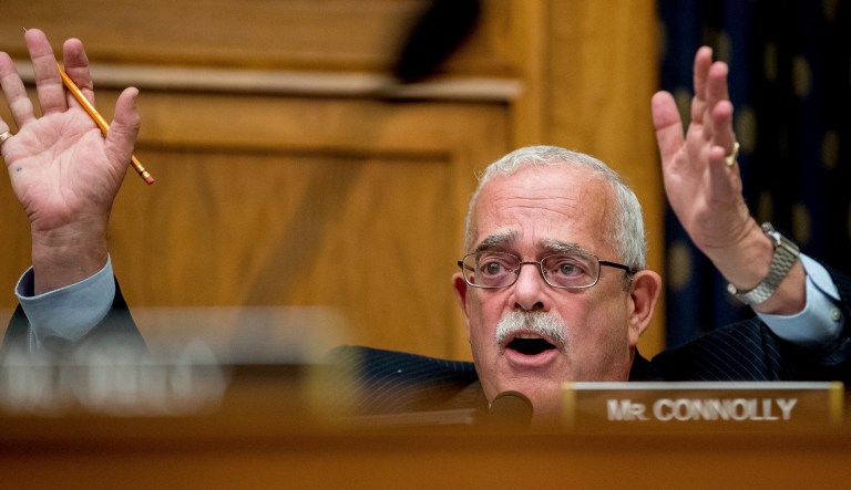 House Foreign Affairs Committee member Rep. Gerald Connolly, D-Va. questions U.S. Ambassador to the U.N. Nikki Haley on Capitol Hill in Washington, Wednesday, June 28, 2017.