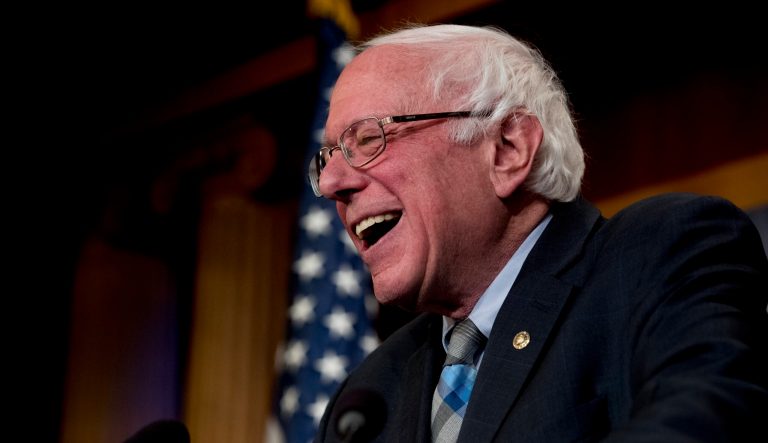 Sen. Bernie Sanders, I-Vt., reacts to a question from a reporter as he speaks at a news conference on Capitol Hill in Washington, Wednesday, Jan. 30, 2019.