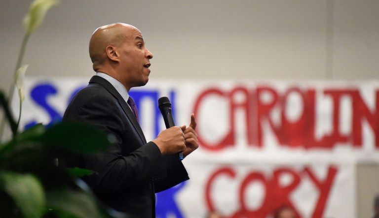 Democratic presidential candidate and New Jersey Sen. Cory Booker addresses a town hall crowd during a campaign trip on Monday, Aug. 5, 2019, in Charleston, S.C.