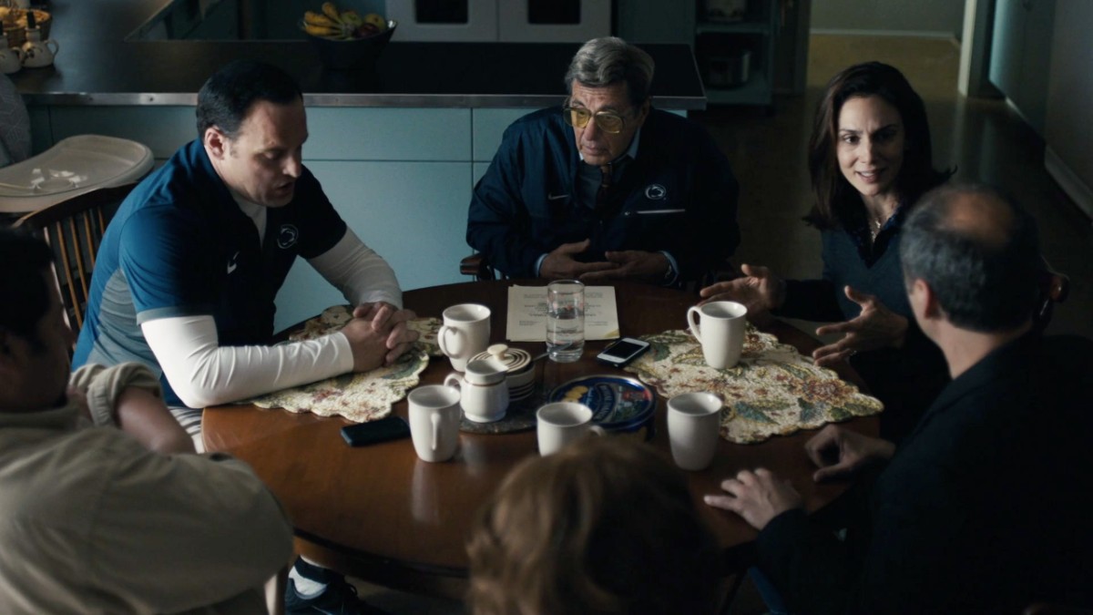 Al Pacino and other cast members portraying the Paterno family from the HBO film 'Paterno'