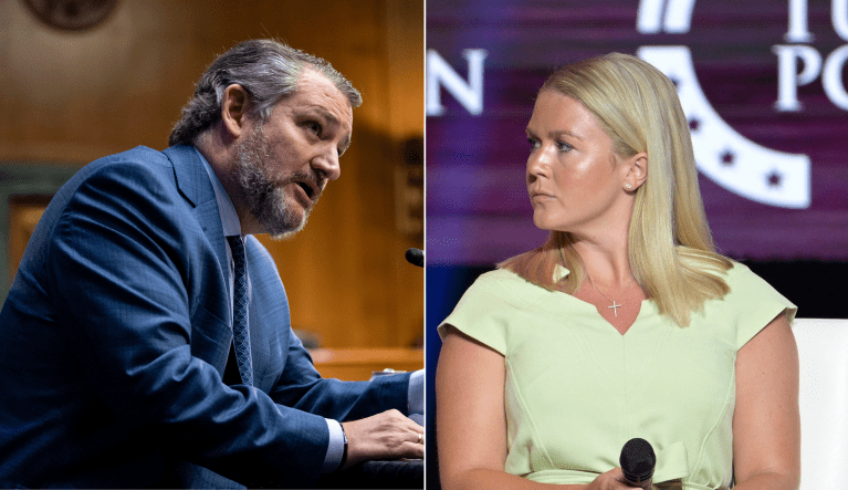 Sen. Ted Cruz (R-TX, left) has endorsed House GOP hopeful Karoline Leavitt (right) in her campaign against Rep. Chris Pappas (D-NH).