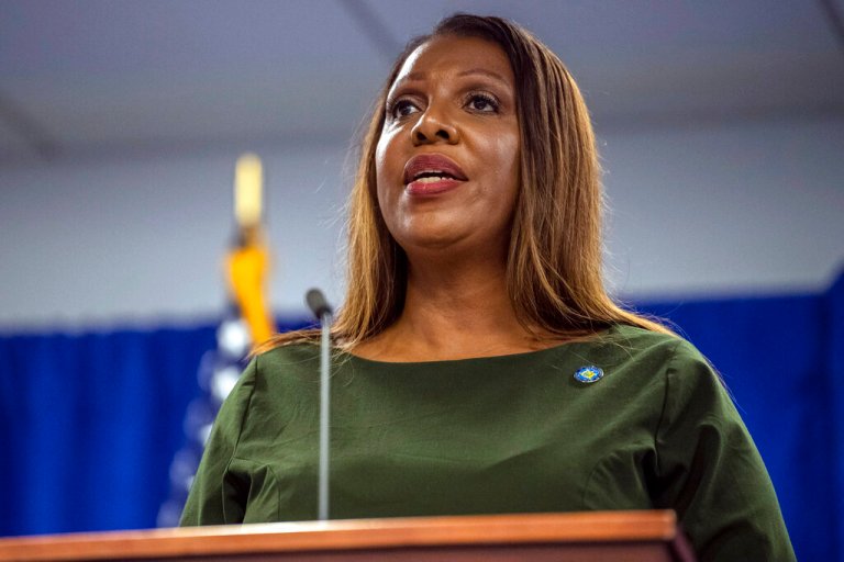 New York Attorney General Letitia James speaks during a news conference on Sept. 21, 2022, in New York.