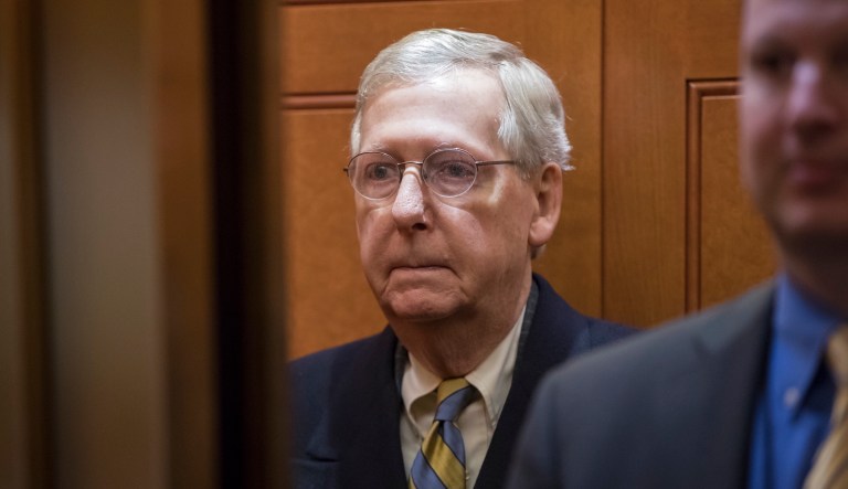 Senate Majority Leader Mitch McConnell, R-Ky., said in the early hours of Saturday morning that the Senate would vote to keep the government funded through Feb. 8, but gave no details as to when the vote would occur. (AP Photo/J. Scott Applewhite)