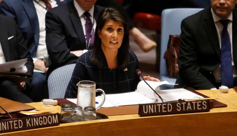 Haley rejected the idea of acquiescing to North Korea's military ambitions. (AP Photo/Jason DeCrow)