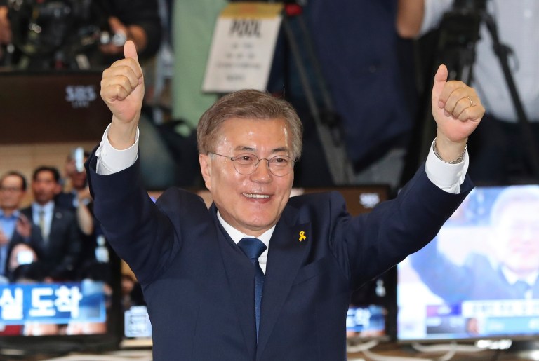 Moon served as the opposition leader in South Korea since 2015 and won the presidency after the previous president was brought down by a corruption scandal. (AP Photo/Lee Jin-man)