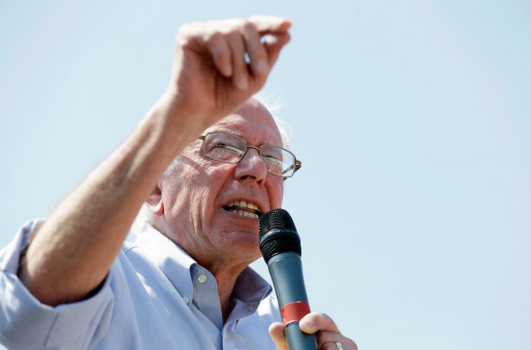 Democratic presidential candidate, Sen. Bernie Sanders, I-Vt., speaks during the Iowa State Fair, Saturday, Aug. 15, 2015, in Des Moines, Iowa. (AP Photo/Charlie Neibergall)