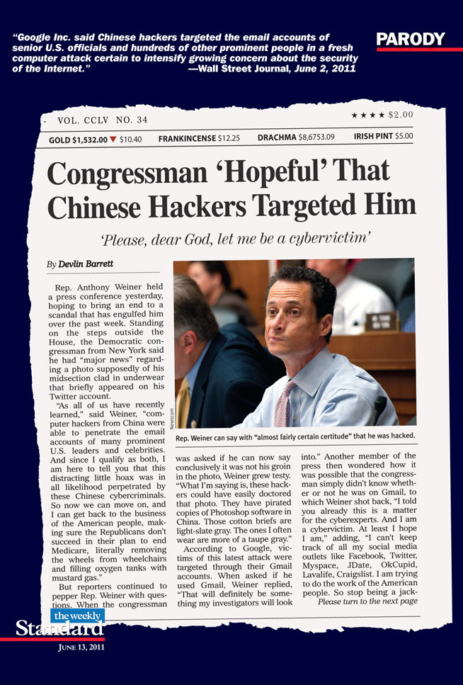 The Real Explanation for Rep. Weiner’s Photo- Almost Fairly Certainly