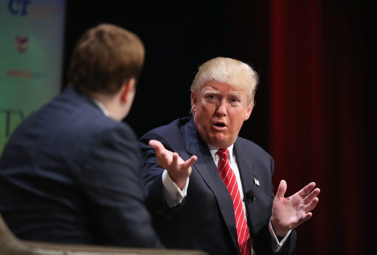 Trump accused Luntz (on left) of deliberately trying to harm his campaign, and claimed it was because Luntz once wanted to work with Trump, only to be turned down.Â (Getty File Photo)