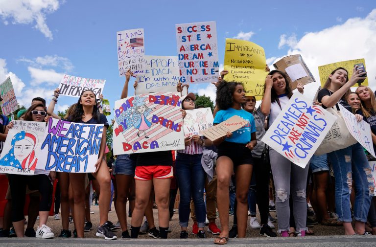 Supporters of the Deferred Action for Childhood Arrivals program (DACA) demonstrate on Pennsylvania Avenue in front of the White House. Given that children of immigrants will be a significant portion of the next generation of American citizens and workers, we must capture more comprehensive and accurate data on this group. (AP Photo/Pablo Martinez Monsivais)