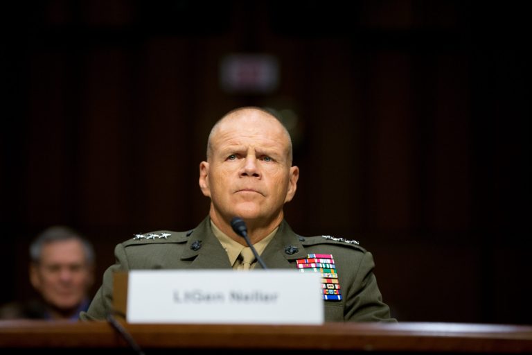 Gen. Robert Neller said Thursday that the Marine Corps shouldn't open all of its combat jobs to women, but added that the service is prepared to salute smartly and follow orders from Pentagon leadership. (AP Photo/Andrew Harnik)