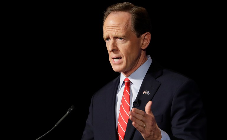 Pennsylvania Sen. Pat Toomey revealed that he voted for Donald Trump Tuesday evening. (AP Photo/Matt Rourke)