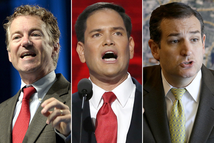 Featured in the GOP straw poll are Sens. Rand Paul of Kentucky, Marco Rubio of Florida, and Ted Cruz of Texas. AP Photos
