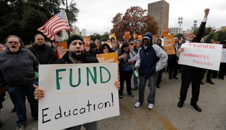 During the 2016 elections, the National Education Association spent millions targeting ballot initiatives, donating to groups such as the Massachusetts-based Save Our Public Schools, the Committee to Keep Georgia Schools, and Citizens who Support Maine Public Schools. (AP Photo/Eric Gay)