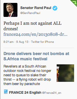 Rand Paul open to beer-delivering drones