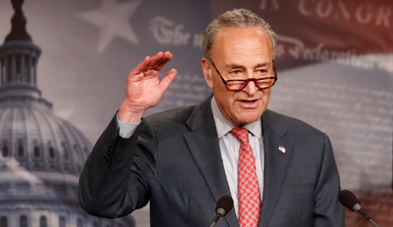 Senate Minority Leader Chuck Schumer, D-N.Y., criticized President Trump for politicizing the New York terror attack. Trump on Wednesday accused Schumer and other Democrats of supporting an immigration system that allows people like the suspect in the terrorist attack to enter the U.S., and said he would keep pushing to end the diversity visa program. (AP Photo/Carolyn Kaster)
